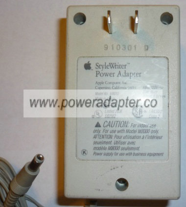 APPLE M8010 AC ADAPTER 9.5V DC 1.5A 25W POWER SUPPLY FOR M8000 APPLE M8010 AC ADAPTER 9.5V DC 1.5A 25W POWER SUPPLY FOR M8000