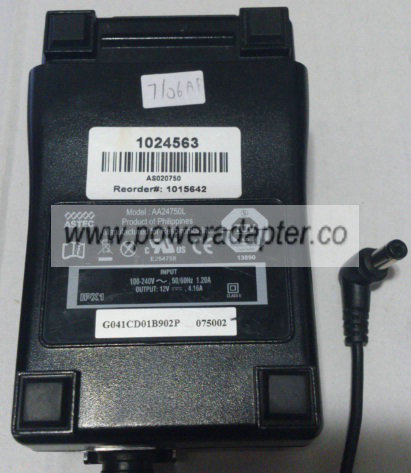 ASTEC AA24750L AC ADAPTER 12VDC 4.16A NEW -( )- 2.5x5.5mm ASTEC AA24750L AC ADAPTER 12VDC 4.16A NEW -( )- 2.5x5.5mm
