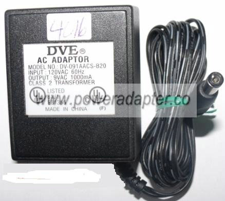 DVE DV-091AACS-B20 AC ADAPTER 9V AC 100mA CLASS 2 TRANSFORMER PO DVE DV-091AACS-B20 AC ADAPTER 9V AC 100mA CLASS 2 TRANSFORMER PO