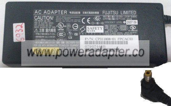 FUJITSU CP311808-01 AC ADAPTER 19VDC 4.22A NEW 2.5x5.5mm -( ) 9 FUJITSU CP311808-01 AC ADAPTER 19VDC 4.22A NEW 2.5x5.5mm -( ) 9