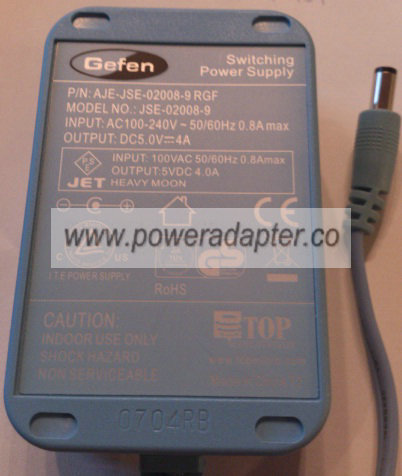 GEFEN JSE-02008-9 AC ADAPTER 5VDC 4A NEW -( )- 2 x 5.5 Power Sup GEFEN JSE-02008-9 AC ADAPTER 5VDC 4A NEW -( )- 2 x 5.5 Power Sup