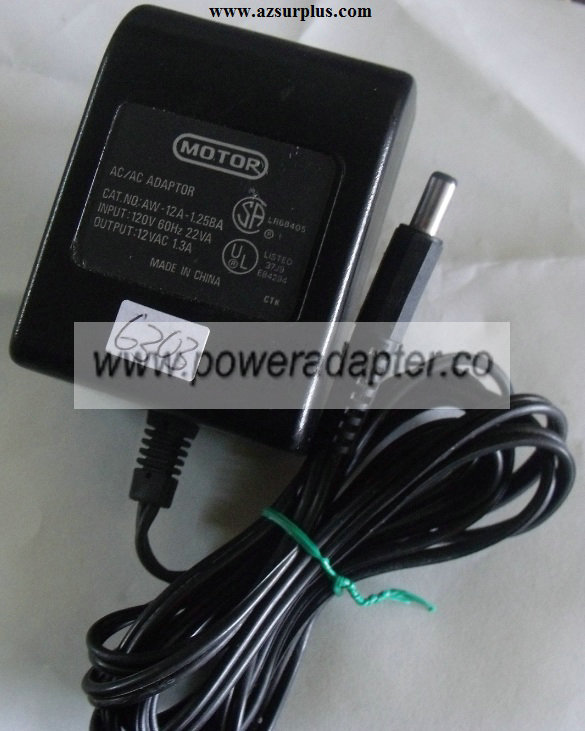 MOTOR AW-12A-1.25BA AC ADAPTER 12VAC 1.3A NEW Straight Round Ba MOTOR AW-12A-1.25BA AC ADAPTER 12VAC 1.3A NEW Straight Round Ba