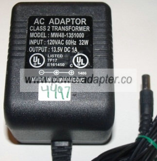 MW48-1351000 AC ADAPTER 13.5VDC 1A NEW 2 x 5.5 x 11mm MW48-1351000 AC ADAPTER 13.5VDC 1A NEW 2 x 5.5 x 11mm