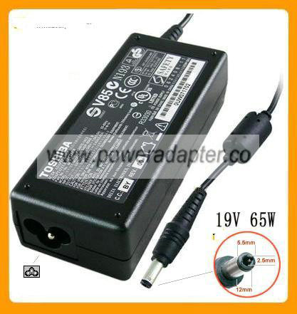 TOSHIBA SADP-65KB B AC ADAPTER 19VDC 3.42A -( )- 2.5x5.5mm 100-2 TOSHIBA SADP-65KB B AC ADAPTER 19VDC 3.42A -( )- 2.5x5.5mm 100-2