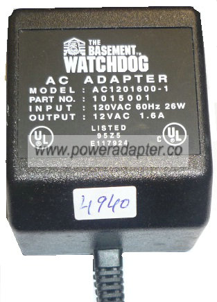 NEW The Basement Watchdog AC1201600-1 AC ADAPTER 12V AC 1.6A 1015001 NEW The Basement Watchdog AC1201600-1 AC ADAPTER 12V AC 1.6A 1015001