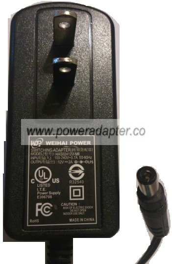 WEIHAI HAS02412U-M8 AC ADAPTER 12VDC 2A NEW 2.6 x 5.5 x 9.6 mm WEIHAI HAS02412U-M8 AC ADAPTER 12VDC 2A NEW 2.6 x 5.5 x 9.6 mm
