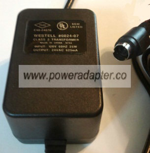 WESTELL 6024-07 AC ADAPTER 24V 625MA POWER SUPPLY CLASS 2 WESTELL 6024-07 AC ADAPTER 24V 625MA POWER SUPPLY CLASS 2