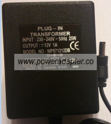 WP571212DB AC ADAPTER 12VDC 1A Used -( )- 2.5x5mm 230-240VAC WP571212DB AC ADAPTER 12VDC 1A Used -( )- 2.5x5mm 230-240VAC