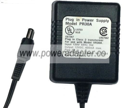 X-10 PR30A AC ADAPTER 12V DC 400mA NEW 2.5x5.4mm 120VAC 2.5x5.4 X-10 PR30A AC ADAPTER 12V DC 400mA NEW 2.5x5.4mm 120VAC 2.5x5.4