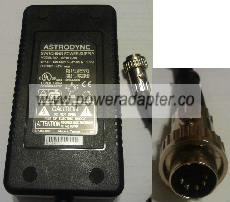 ASTRODYNE SP45-1098 AC ADAPTER 42W 5PIN DIN THUMBNUT POWER SUPPL ASTRODYNE SP45-1098 AC ADAPTER 42W 5PIN DIN THUMBNUT POWER SUPPL