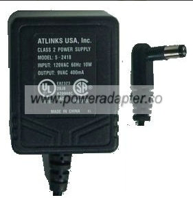 ATLINKS 5-2418A AC ADAPTER 9VAC 400mA CLASS 2 POWER SUPPLY #8232 ATLINKS 5-2418A AC ADAPTER 9VAC 400mA CLASS 2 POWER SUPPLY #8232