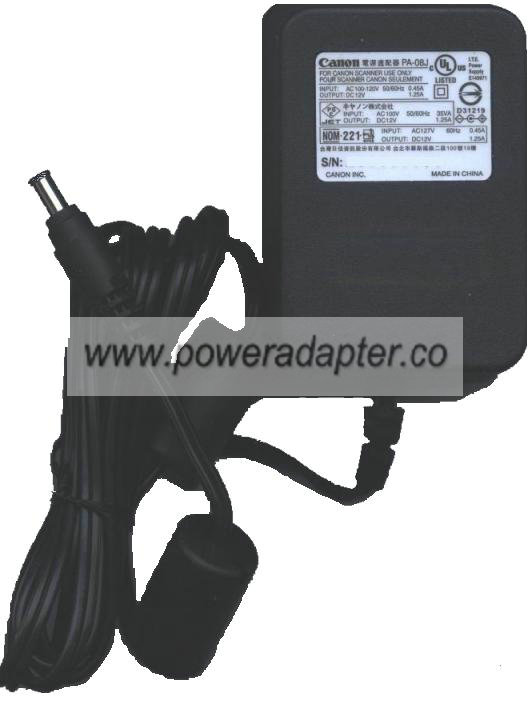 Canon PA-08J AC Adapter 12V 1.25A Power Supply Fits CanoScan 42 Canon PA-08J AC Adapter 12V 1.25A Power Supply Fits CanoScan 42