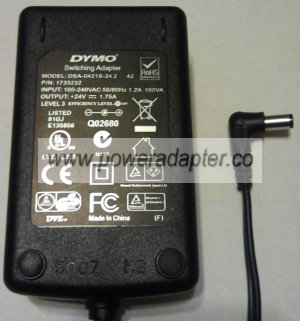 DYMO DSA-0421S-24 2 AC SWITCHING ADAPTER 24V DC 1.75A POWER SUPP DYMO DSA-0421S-24 2 AC SWITCHING ADAPTER 24V DC 1.75A POWER SUPP