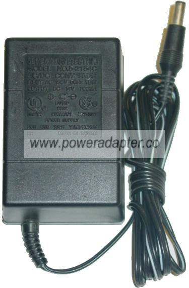 GENERAL ELECTRIC 5-2154C AC ADAPTER 14V DC 700mA (-) 1.5x5.4mm GENERAL ELECTRIC 5-2154C AC ADAPTER 14V DC 700mA (-) 1.5x5.4mm