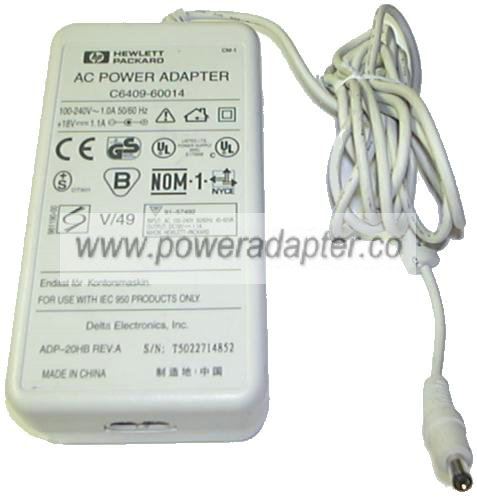 HP C6409-60014 AC Adapter 18V DC 1.1A Power Supply PRINTER Deskj HP C6409-60014 AC Adapter 18V DC 1.1A Power Supply PRINTER Deskj