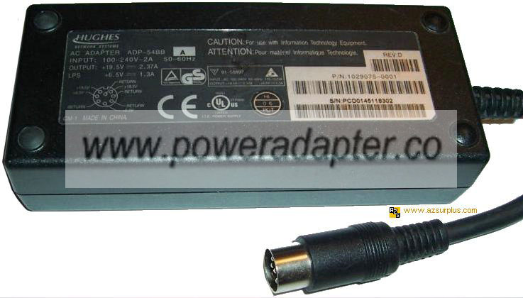 HUGHES ADP-54BB AC ADAPTER 19.5VDC 2.37A FOR SATELLITE SYSTEM HUGHES ADP-54BB AC ADAPTER 19.5VDC 2.37A FOR SATELLITE SYSTEM