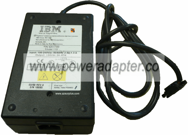 IBM 115 42H1176 AC Adapter 24Vdc 2A 3Pin Molex Power Supply IBM 115 42H1176 AC Adapter 24Vdc 2A 3Pin Molex Power Supply