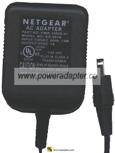 OEM NETGEAR AD 051A AC ADAPTER 5VDC 1A -( )- 2.5x5.5mm PLUG-IN C OEM NETGEAR AD 051A AC ADAPTER 5VDC 1A -( )- 2.5x5.5mm PLUG-IN C