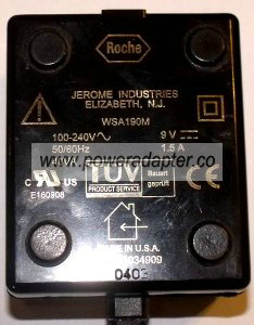 JEROME WSA190M AC ADAPTER 9V DC 1.5A POWER SUPPLY ROCHE 3034909 JEROME WSA190M AC ADAPTER 9V DC 1.5A POWER SUPPLY ROCHE 3034909