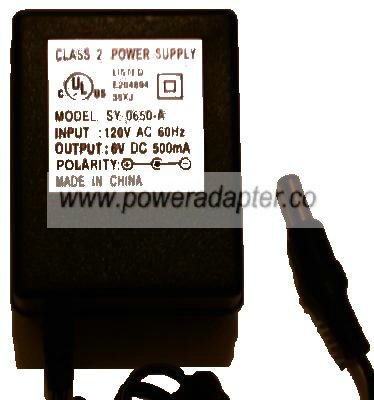 NEW SY-0650-A AC DC ADAPTER 6V DC 500MA POWER SUPPLY NEW SY-0650-A AC DC ADAPTER 6V DC 500MA POWER SUPPLY