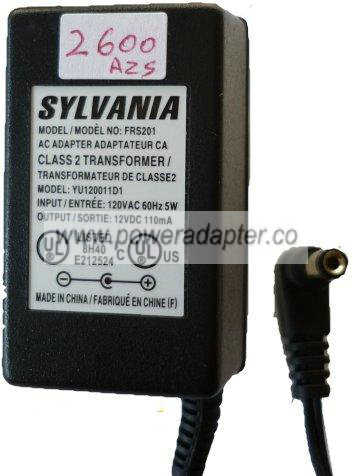 SYLVANIA FRS201 AC ADAPTER 12VDC 110mA Wallmount Linear POWER SU SYLVANIA FRS201 AC ADAPTER 12VDC 110mA Wallmount Linear POWER SU