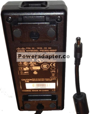 CISCO PSC60U-480KP AC ADAPTER 48V DC 1.25A -( )- 3x5.4mm 100-240 CISCO PSC60U-480KP AC ADAPTER 48V DC 1.25A -( )- 3x5.4mm 100-240