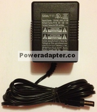 LOGITECH SXM/111 AC ADAPTER 9VDC 500mA NEW 2.2 x 5.3 x 10.3mm LOGITECH SXM/111 AC ADAPTER 9VDC 500mA NEW 2.2 x 5.3 x 10.3mm