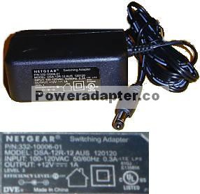 NETGEAR DSA-12R-12 AUS 120120 AC Adapter 12VDC 1A SWITCHING Powe NETGEAR DSA-12R-12 AUS 120120 AC Adapter 12VDC 1A SWITCHING Powe