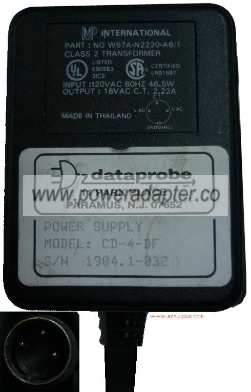 MP INTERNATIONAL W57A-N2220-A6/1 AC ADAPTER 18VAC 2.22A POWER SU MP INTERNATIONAL W57A-N2220-A6/1 AC ADAPTER 18VAC 2.22A POWER SU