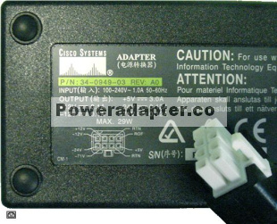CISCO 34-0949-03 AC ADAPTER 5V 12VDC -12V -24V -71V 29W Power su CISCO 34-0949-03 AC ADAPTER 5V 12VDC -12V -24V -71V 29W Power su