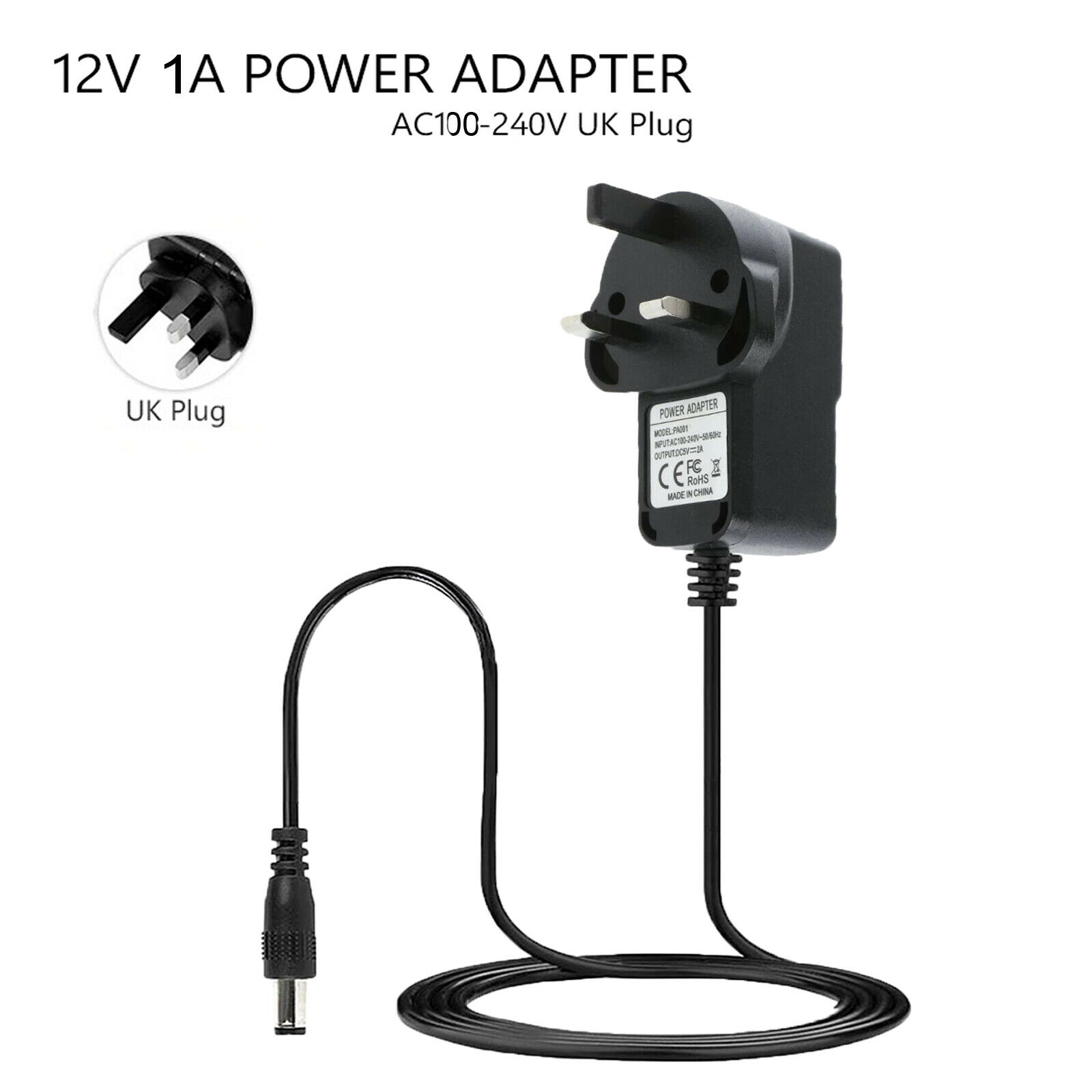 12V 1A DC PSU Charger Power Supply Adapter for CCTV Camera LED Strip UK Plug Connector A: Male Connection Split/Dup 12V 1A DC PSU Charger Power Supply Adapter for CCTV Camera LED Strip UK Plug Connector A: Male Connection Split/Dup