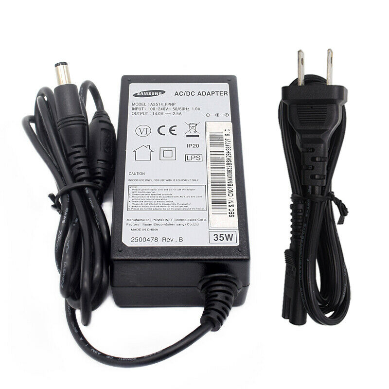 14V 2.5A Samsung A3514_FPNP Power AC Adapter charger Genuine 5.5mm*2.5mm MPN: A3514_FPNP Compatible Model: Univers 14V 2.5A Samsung A3514_FPNP Power AC Adapter charger Genuine 5.5mm*2.5mm MPN: A3514_FPNP Compatible Model: Univers
