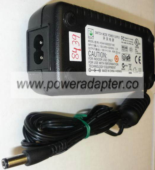 CIRCUT KSAH1800250T1M2 AC ADAPTER 18VDC 2.5A 45W USED -(+) 2.2x5 CIRCUT KSAH1800250T1M2 AC ADAPTER 18VDC 2.5A 45W USED -(+) 2.2x5