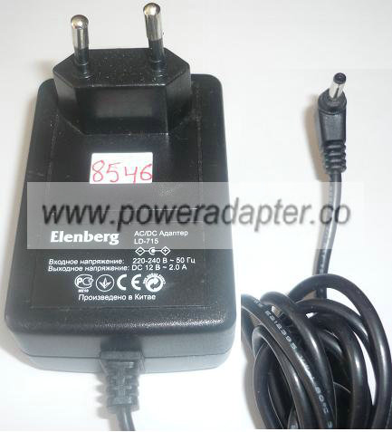 ELENBERG LD-715 AC ADAPTER 12VDC 2A USED -(+) 1.1x3.5mm EUROPE P ELENBERG LD-715 AC ADAPTER 12VDC 2A USED -(+) 1.1x3.5mm EUROPE P