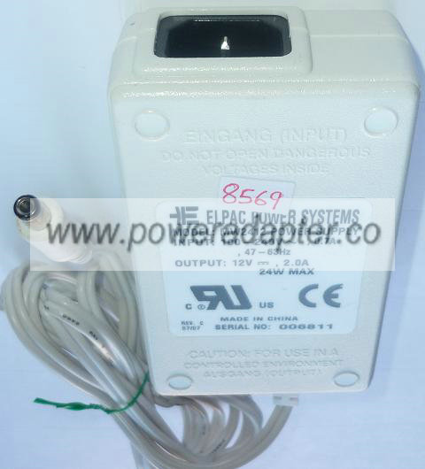 ELPAC MW2412 AC ADAPTER 12VDC 2A 24W USED -(+) 2.3x5.5x9.7mm ITE ELPAC MW2412 AC ADAPTER 12VDC 2A 24W USED -(+) 2.3x5.5x9.7mm ITE