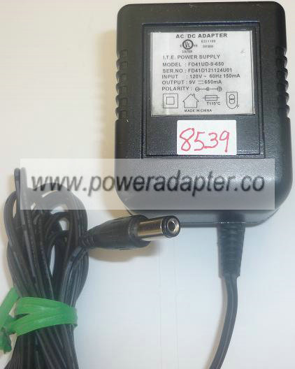FD41UD-9-650 AC ADAPTER 9VDC 650mA USED -(+) 2x5.5mm ROUND BARRE FD41UD-9-650 AC ADAPTER 9VDC 650mA USED -(+) 2x5.5mm ROUND BARRE