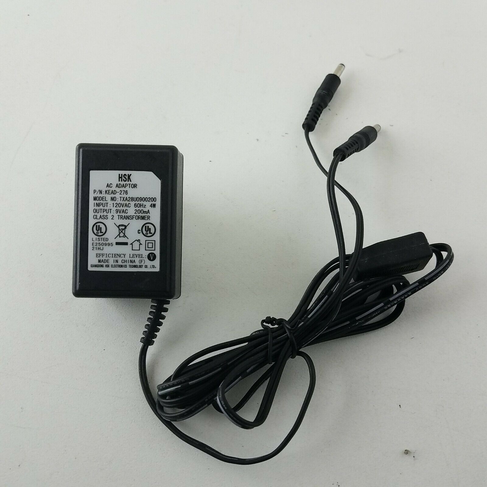 HSK AC Adapter KEAD-276 TXA28U0900200 9 V AC Country/Region of Manufacture: China Type: AC/AC Adapter Color: Black HSK AC Adapter KEAD-276 TXA28U0900200 9 V AC Country/Region of Manufacture: China Type: AC/AC Adapter Color: Black