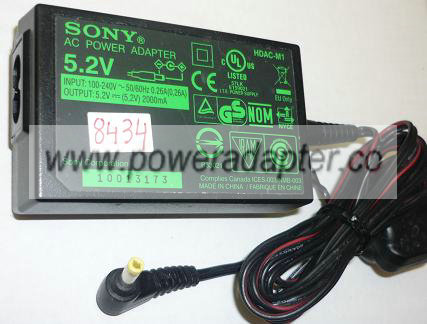 SONY HDAC-M1 AC ADAPTER 5.2VDC 2000mA USED -(+) 1.5x4mm ROUND BA SONY HDAC-M1 AC ADAPTER 5.2VDC 2000mA USED -(+) 1.5x4mm ROUND BA