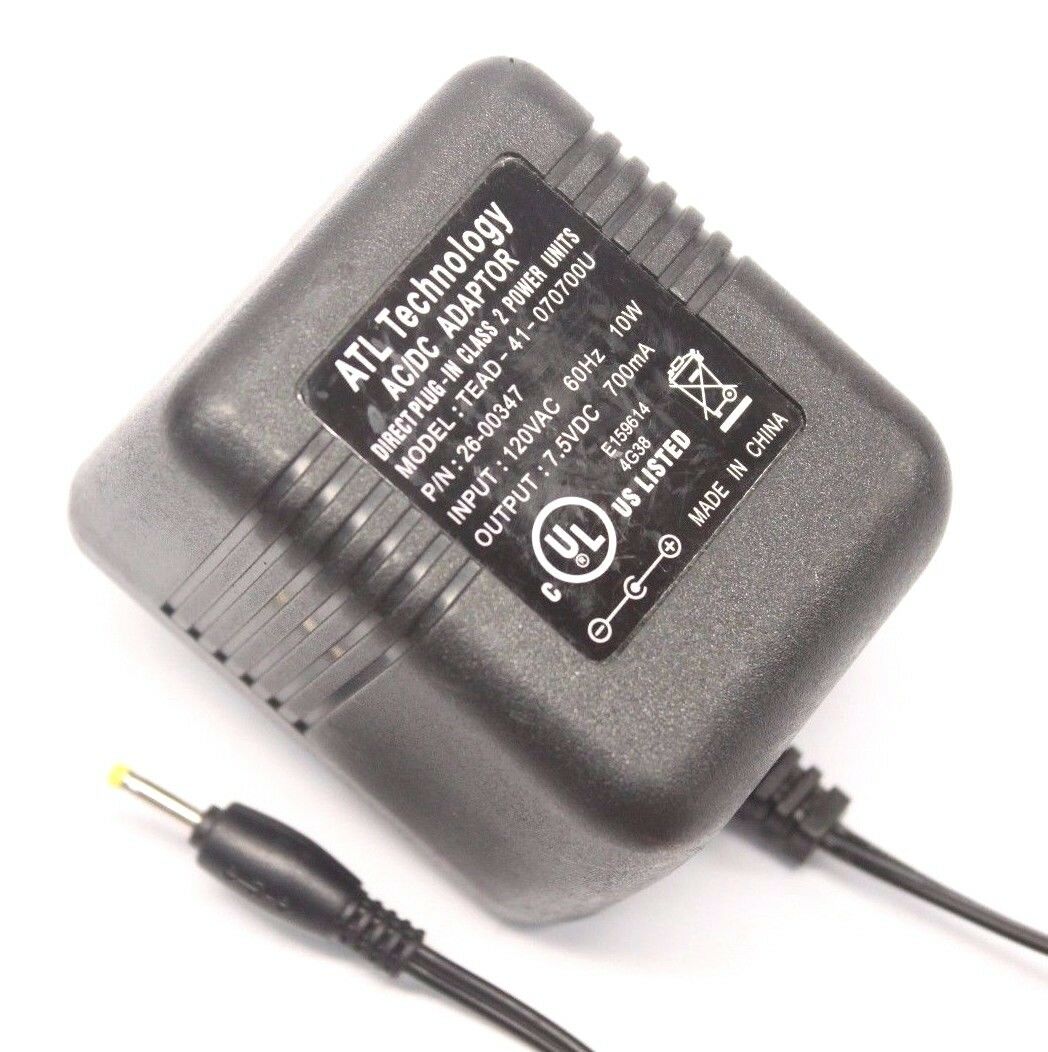ATL TEAD-41-070700U Plug-In Class 2 AC Power Supply Adapter Charger 7.5VDC 700mA Type: Adapter MPN: Does Not Apply ATL TEAD-41-070700U Plug-In Class 2 AC Power Supply Adapter Charger 7.5VDC 700mA Type: Adapter MPN: Does Not Apply