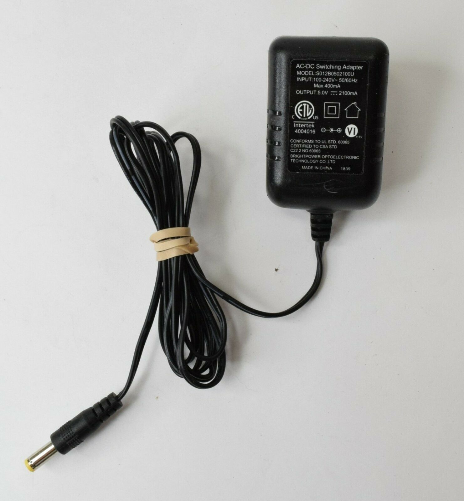BrightPower AC/DC Switching Power Supply Adapter Unit S012B0502100U 5V 2100mA Type: Adapter Output Voltage: 5 V Feat BrightPower AC/DC Switching Power Supply Adapter Unit S012B0502100U 5V 2100mA Type: Adapter Output Voltage: 5 V Feat