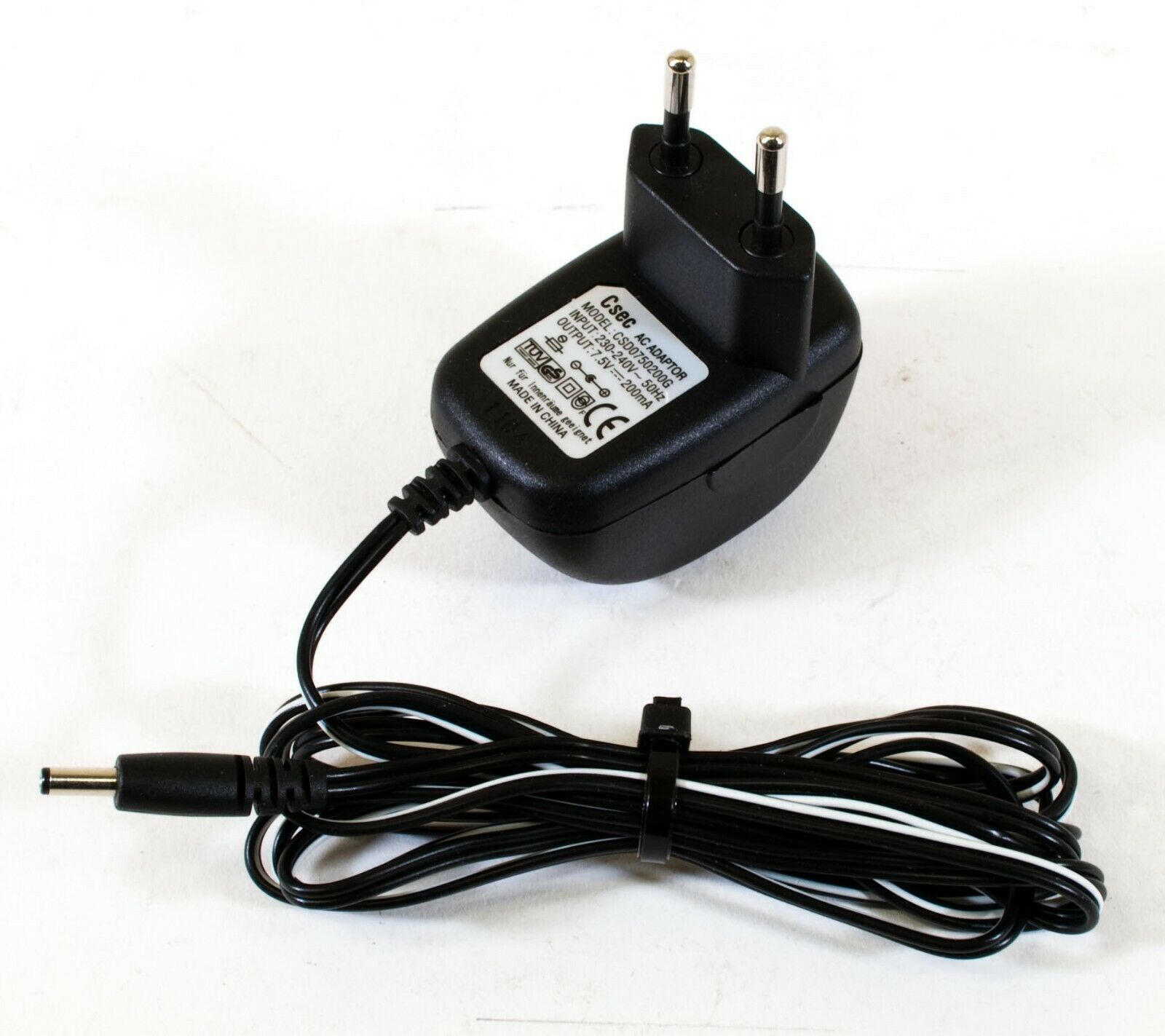 Csec CSD0750200G AC Adapter 7.5V 200mA Original Power Supply Europlug Output Current: 200 mA MPN: CSD0750200G Brand: Csec CSD0750200G AC Adapter 7.5V 200mA Original Power Supply Europlug Output Current: 200 mA MPN: CSD0750200G Brand: