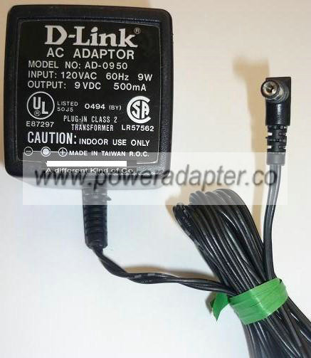 D-LINK AD-0950 AC ADAPTER 9VDC 500mA USED -(+) 2x5.5x11mm 90° D-LINK AD-0950 AC ADAPTER 9VDC 500mA USED -(+) 2x5.5x11mm 90°