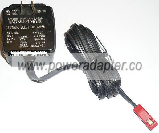 DYNAMIC INSTRUMENT 02F0001 AC ADAPTER 4.2VDC 600mA 2.5VA NL 6VDC DYNAMIC INSTRUMENT 02F0001 AC ADAPTER 4.2VDC 600mA 2.5VA NL 6VDC