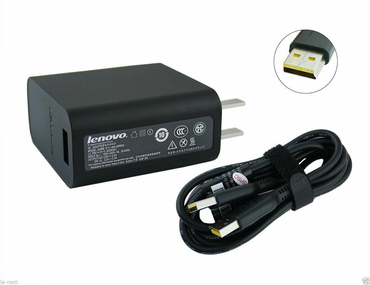 20V-2.0A 5.2V-2.0A Genuine Lenovo Yoga 3 Pro 1170 AC Adapter Charger ADL40WCC 36200581 w/Cable 40W Compatible Brand: Fo 20V-2.0A 5.2V-2.0A Genuine Lenovo Yoga 3 Pro 1170 AC Adapter Charger ADL40WCC 36200581 w/Cable 40W Compatible Brand: Fo