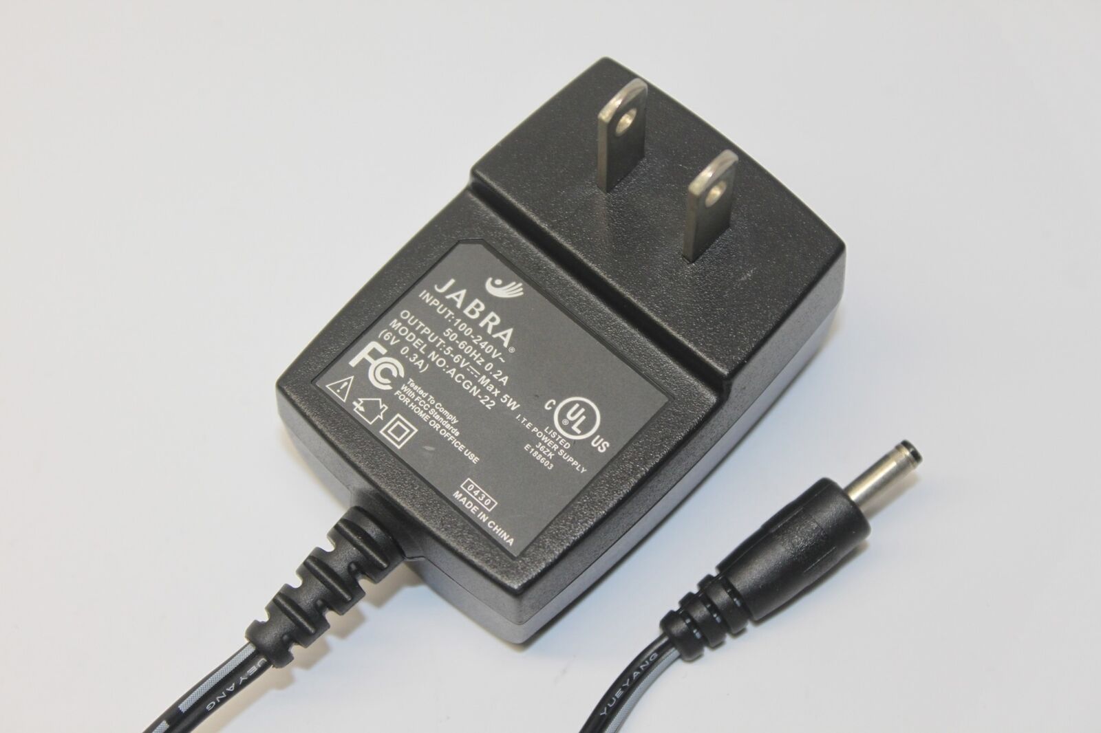 Genuine OEM Jabra ACGN-22 AC Adapter Power Supply Output 5-6V 5W Brand: Jabra Type: Adapter MPN: Does Not Apply M Genuine OEM Jabra ACGN-22 AC Adapter Power Supply Output 5-6V 5W Brand: Jabra Type: Adapter MPN: Does Not Apply M