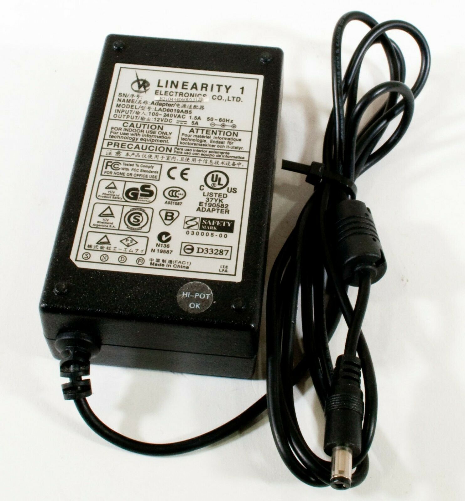 Linearity 1 LAD6019AB5 Netzteil 12V 5A Original Ladegerät Stromversorgung Ausgangsstrom: 5 A Herstellernummer: LAD601 Linearity 1 LAD6019AB5 Netzteil 12V 5A Original Ladegerät Stromversorgung Ausgangsstrom: 5 A Herstellernummer: LAD601
