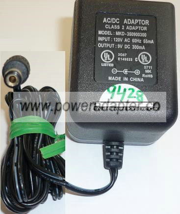 MKD-350900300 AC ADAPTER 9VDC 300mA USED -(+) 1.7x5.5x12mm ROUND MKD-350900300 AC ADAPTER 9VDC 300mA USED -(+) 1.7x5.5x12mm ROUND
