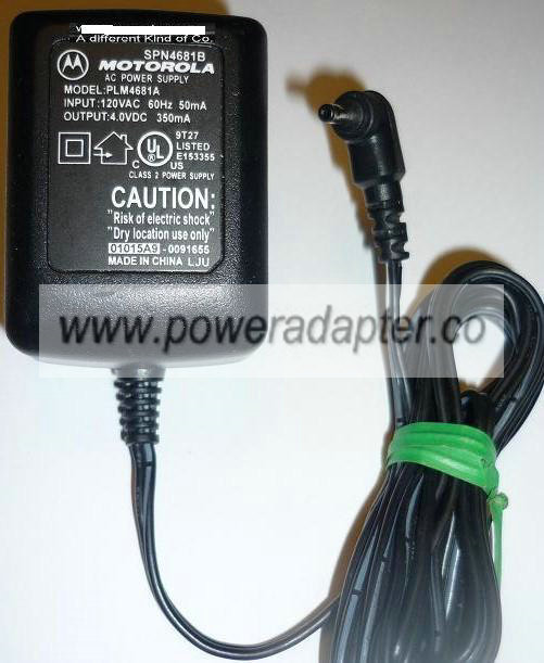 MOTOROLA PLM4681A AC ADAPTER 4VDC 350mA USED -(+) 0.5x3.2x7.6mm MOTOROLA PLM4681A AC ADAPTER 4VDC 350mA USED -(+) 0.5x3.2x7.6mm