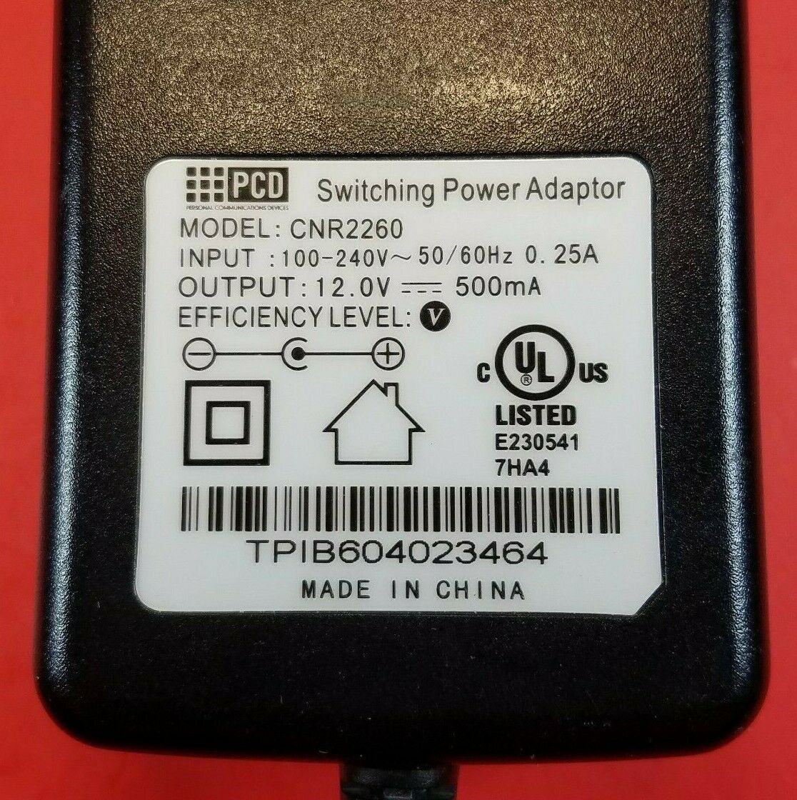 Genuine PCD CNR2260 Switching Power Supply Adaptor 12V - 500mA OEM AC/DC Adapter Type: AC Adapter Features: Powered Genuine PCD CNR2260 Switching Power Supply Adaptor 12V - 500mA OEM AC/DC Adapter Type: AC Adapter Features: Powered