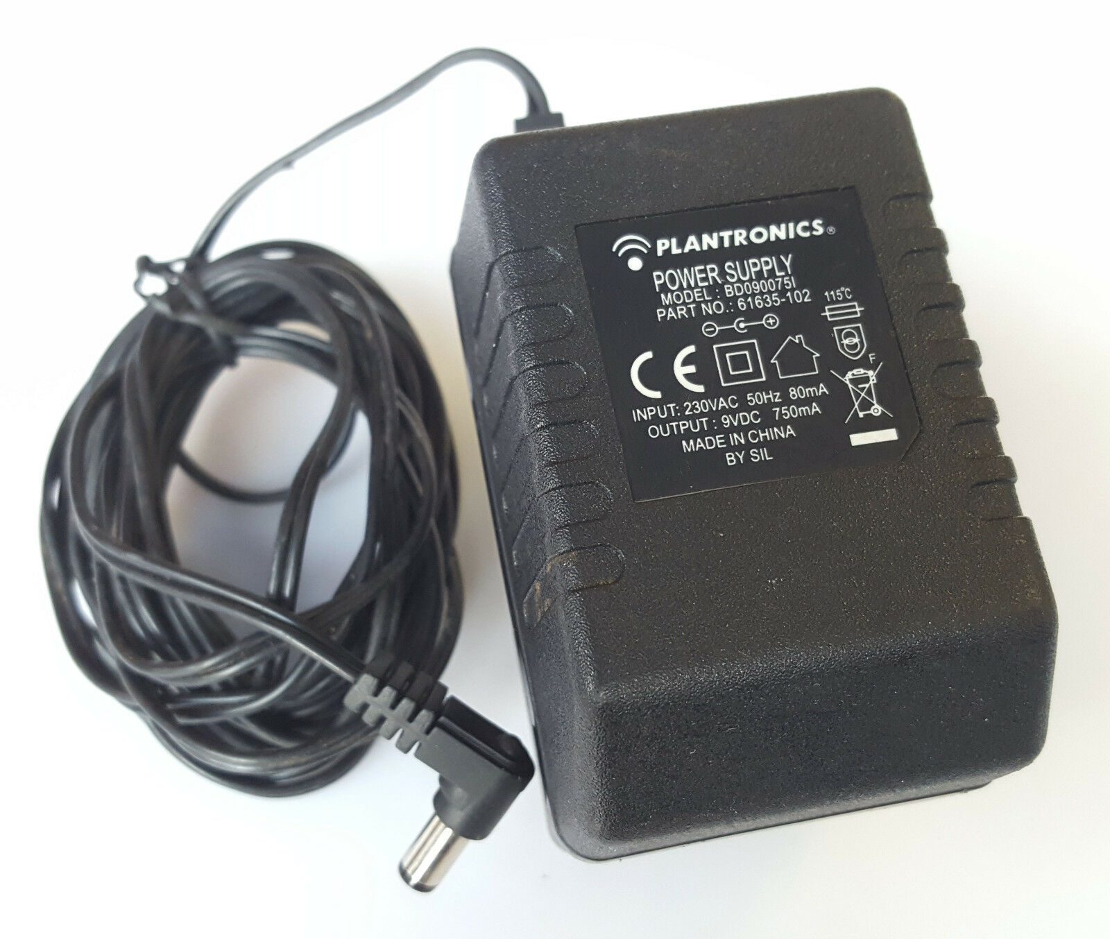 PLANTRONICS BD090075I AC/DC POWER ADAPTER 9V 0.75A UK PLUG 61635-102 Country/Region of Manufacture: China MPN: 61635 PLANTRONICS BD090075I AC/DC POWER ADAPTER 9V 0.75A UK PLUG 61635-102 Country/Region of Manufacture: China MPN: 61635